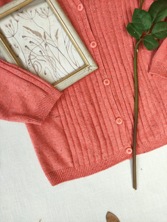 Cardigã tricot laranja/salmão de botões - P - comprar online