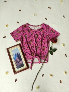 Blusa rosa floral de amarrar love - P/M
