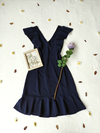 Vestido midi marinho de babados Scaranza - M/G