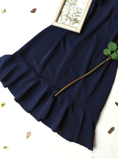 Vestido midi marinho de babados Scaranza - M/G - loja online