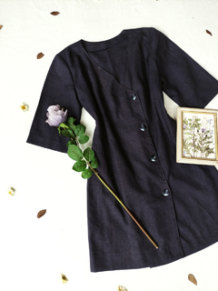 Vestido social marinho casaqueto de botões vintage - M/G