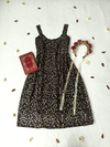 Vestido midi de voil preto floral - G