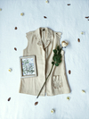 Colete camisa bege vintage bordada - P