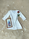 Blusa branca alongada de algodão com renda - M/G