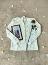 Sueter cardigã tricot feminino off white vintage- G