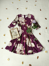 Vestido midi roxo evasê floral Limone - P