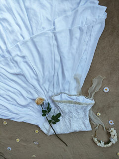 Vestido noiva e voil bordado branco sereia - M - Themargare