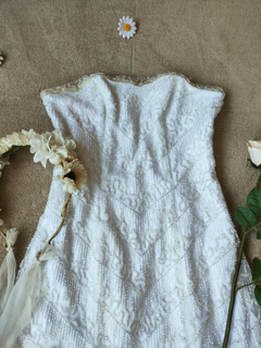 Vestido noiva e voil bordado branco sereia - M - comprar online