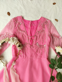 Vestido festa voil rosa e pink bordado Fairy - PP - loja online