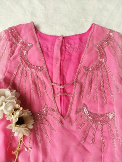 Vestido festa voil rosa e pink bordado Fairy - PP