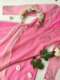 Vestido festa voil rosa e pink bordado Fairy - PP - Themargare