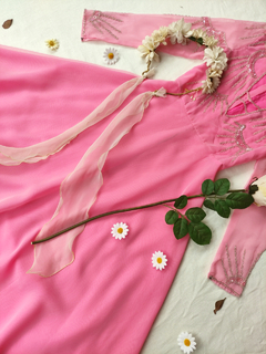 Vestido festa voil rosa e pink bordado Fairy - PP