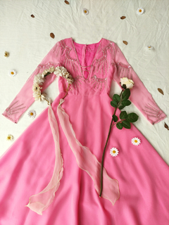 Vestido festa voil rosa e pink bordado Fairy - PP - Themargare