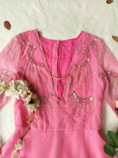 Vestido festa voil rosa e pink bordado Fairy - PP na internet