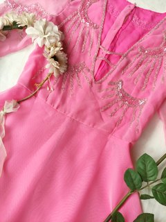 Imagem do Vestido festa voil rosa e pink bordado Fairy - PP