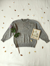 Tricot vintage feminino cinza bordado - M