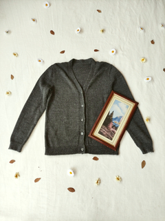 Cardigã tricot cinza de botões - G