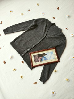 Cardigã tricot cinza de botões - G