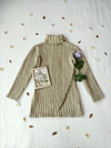 Suéter tricot vintage bege alongado - M