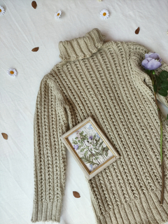 Imagem do Suéter tricot vintage bege alongado - M