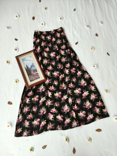 Imagem do Saia vintage preta longa floral - PP