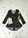 Macaquinho preto de viscose floral Buesteel - P/M