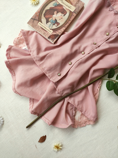 Blusinha de botões com renhinha rose - P - Themargare