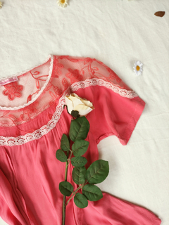 Blua salmão delicada tule bordado e rendinhas - P/M - comprar online