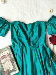 Vestido midi de tafetá turquesa - PP na internet