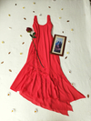 Vestido festa longo assimétrico vintage bordado coral - G