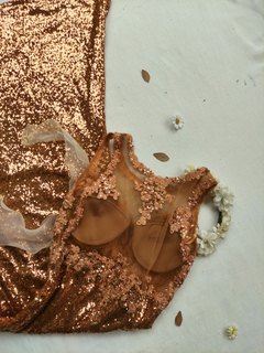 Vestido festa longo tule e paetês luxo - M/G - loja online