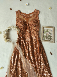 Vestido festa longo tule e paetês luxo - M/G - comprar online