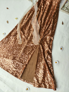 Vestido festa longo tule e paetês luxo - M/G na internet