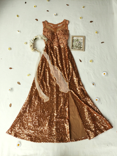 Vestido festa longo tule e paetês luxo - M/G