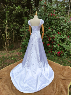 Vestido noiva cetim branco de manguinhas - P - Themargare