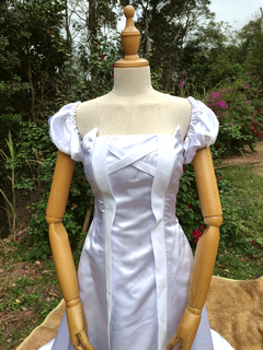 Vestido noiva cetim branco de manguinhas - P - comprar online