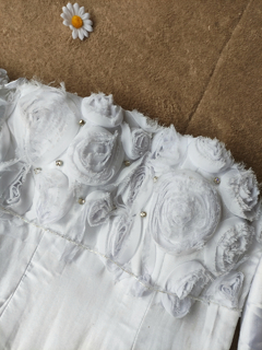Vestido noiva rosas tule e voil branco cetim - P/PP - Themargare