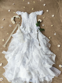 Vestido noiva babados branco fada - P