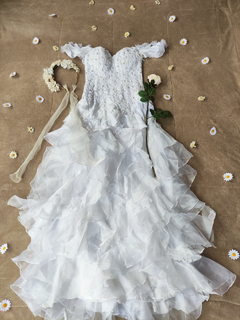 Vestido noiva babados branco fada - P na internet