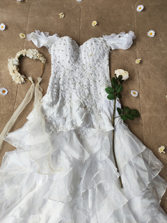 Vestido noiva babados branco fada - P - comprar online