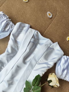 Vestido noiva cetim branco de manguinhas - P - comprar online