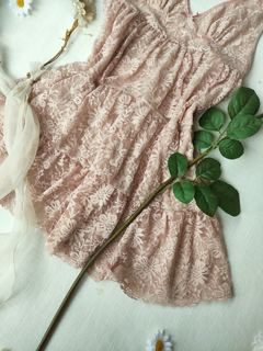 Blusinha babydoll de renda rose - PP na internet