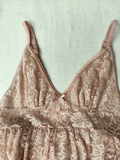 Blusinha babydoll de renda rose - PP - comprar online