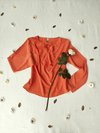 Blusa gola babados laranja - M