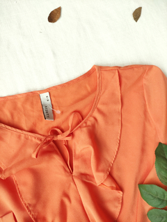 Blusa gola babados laranja - M - loja online