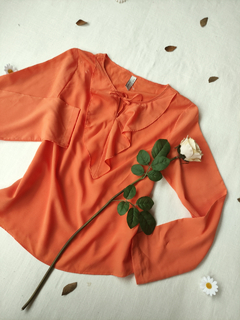 Blusa gola babados laranja - M - comprar online