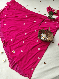 Vestido festa longo rosa corações - M/G - Themargare
