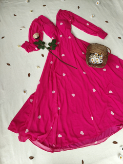 Imagem do Vestido festa longo rosa corações - M/G