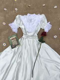 Vestido super midi branco Victorian - M