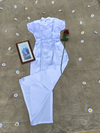 Vestido branco longo de cetim estilo oriental - M